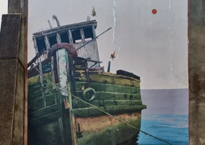 Peinture Urbaine : Le Chalutier Échoué , rue Gambetta, à Bessèges : artiste: Nubian